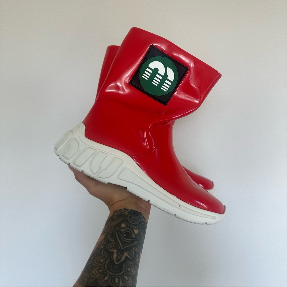 SOLD Miu Miu Vintage Red Rainboots - Picture 1 of 10